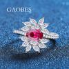 Anillo para mujer de plata esterlina S925 de cuerpo completo con forma de huevo, diamante verde, diamante rojo, diamante amarillo, azul marino, joyería de alta gama para fiesta de socialité de moda
