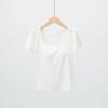 Playera Interior de Verano para Mujer de Manga Corta con Cuello Cuadrado de Una Pieza con Almohadilla en el Pecho y Base de Copa Larga Corta para Yoga Deportivo