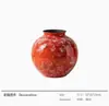 Novo Vaso de Cerâmica Vermelha Zen Chinês para Casa Sala de Estar Rústico Vaso de Galhos Secos Sala de Chá Decoração Suave Enfeites