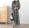 Vestido coreano Dongdaemun 2026 Primavera/Verano Nuevo de Manga Larga Rayado Cuadros Estilo Fresco de Botón Único Holgado Largo por Encima de la Rodilla