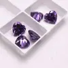 Piedra Suelta de Zircón Morado en Forma de Corazón con Base Puntiaguda, Piedra Suelta para Rostro de Anillo, Gema Artificial, Incrustada con Piedra Cz, DIY para Joyería