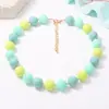 Collar de cuentas apilable de estilo resort, cuentas redondas de colores macarrón, para uso diario, ambiente femenino