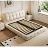 Cama de almacenamiento tapizada doble moderna minimalista de 1.8 m, cama puff de celebridad de internet, cama de tejido tecnológico estilo crema francés