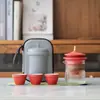 Juego de Té de Viaje Estilo Palacio Personalizado, Cerámica Creativa Conveniente de Una Tetera, Tres Tazas, Taza Rápida, Logo de Recuerdo