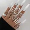 Conjunto de Anéis Femininos Cruzados Criativos Simples de Temperamento Anéis Empilháveis Ajustáveis Abertos com Pedras Strass Inlaid de Alta Qualidade