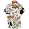 Camisa de Moda Europea y Americana Transfronteriza para Hombre Estilo Nuevo Estampado Digital 3D Hawaiana Casual de Manga Corta Cárdigan Superior