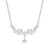 Collar de borla de plata esterlina S925, collar de borla, hojas simétricas frescas pequeñas con piedra blanca, temperamento de lujo ligero, cadena para clavícula
