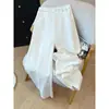 Calça Casual Elegante Vazada Floral de Cintura Alta para Mulheres, Design Primavera e Verão, Estilo Relaxado, Emagrecedora, Fluida, Calça Versátil de Perna Larga