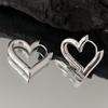 Pendientes de plata S925 con nicho, sencillos, huecos, con hebilla de oreja, estilo hip hop, personalizados, con forma de corazón de melocotón.