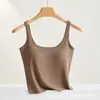 Camisola de Algodón Acanalado de Comercio Exterior con Copas en el Pecho, Capa Base Integrada, Adecuada para Usar como Prenda Exterior, Sujetador Deportivo para Yoga, Corte Ajustado con Copas Fijas