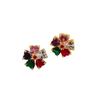 Aretes de flor de circón con forma de corazón de melocotón nuevos europeos y americanos chapados en oro real, aretes de diseño de nicho de lujo ligero, aretes de moda para mujer