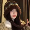 Gorro de Punto Retro Otoño e Invierno Estilo Fair Isle Para Adelgazar la Cara Cubre Cabeza Gorro Engrosado Cálido Protección para Orejas Gorro de Lana para Mujer