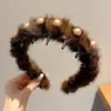 Diadema de Peluche Dentada para Otoño e Invierno para Mujer, Pinza para el Cabello de Cara Lavada con Parte Superior Alta del Cráneo que Hace que la Cara Parezca Más Pequeña, Diadema con Estampado de Leopardo, Goma para el Cabello Antideslizante Estilo Chanel