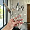 Acero Inoxidable 304 Patrón Martillado de Alto Valor Cuchillería Occidental Cuchillo Tenedor Cuchara Lujo Ligero Estilo Europeo Cuchara Doméstica Lujo Ligero Estilo Europeo Cintura Delgada