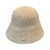 Chapéu de Pescador de Lã Mesclada Tricotado Novo Outono/Inverno ao Ar Livre Feminino Quente Proteção para Orelhas Afina o Rosto Chapéu Balde Chapéu Bacia Tendência