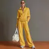 Conjunto Esportivo Casual Novo Amazon Transfronteiriço 2026: Conjunto de Duas Peças de Moletom com Gola Alta Color Block Estilo Europeu e Americano e Calça Wide Leg