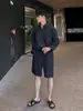 Camisa de Algodón y Lino Ancha Estilo Coreano Retro Simple ASCLO Negra Atmosférica Versátil Nueva Moda de Primavera y Verano para Hombre