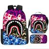 Mochila de estudante de tubarão de correspondência de cores de camuflagem transfronteiriça impressão digital de grande capacidade Cartoon Cartoon mochila mochila