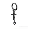 Pendientes Retro Fríos de Doble Cruz Hip-Hop Callejero Pendientes Largos Tendencia Hombres Discoteca Pinzas Negras para Oreja