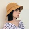 Sombrero de pescador con correa de color liso para niña, estilo coreano, con lazo, para primavera y verano, para mujer, sombrero de ala ancha que combina con todo.
