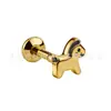 F136 Titânio Drip de Óleo Estilo Chinês Cadeado Ruyi Pequeno Cavalo Orelha Osso Stud Liga de Titânio G23 Cabeça de Joia Stud de Orelha Espiral Interna Stud de Lábio