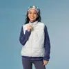 RUMENG Estilo Japonês Funcional para Exterior Repelente à Água Tricô Patchwork Colete de Penas Penas de Pato Branco Esportivo Gola Alta Colete de Penas
