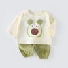 Conjunto de Algodón de Gasa con Sudadera Nuevo 2025 para Niños Ropa de Verano para Salir de Bebé Niños y Niñas Dibujos Animados Conjunto de Dos Piezas