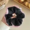Amor de Novia Vintage~ Suave Scrunchie de Encaje con Puntos Polka Satén de Alta Gama Elegante Accesorio para el Cabello de Niña Goma para el Cabello