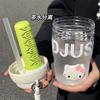 Vaso de agua de alto valor 2024 nuevo vaso para té para niñas con doble popote para beber estudiantes lindo asa acompañante