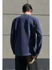 Camiseta Henley de Algodón para Hombre, Corte Holgado Casual, Tendencia Primavera y Otoño, Marca Trendy, Manga Larga