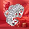 Anillo de lujo de diamantes completos de alta calidad con forma de corazón, rectangular, con apertura, exquisitamente engastado, circonita súper brillante, anillo de celebridad de internet