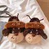 Lindas pantuflas de algodón con forma de cucaracha para perrito para mujer, otoño e invierno, pantuflas cálidas peludas antideslizantes de interior para pareja para hombre