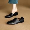 Zapatos Planos Suaves de Piel de Vaca de Primera Capa, Nuevos Zapatos Planos Hechos a Mano Retro con Pliegues y Boca Profunda, Mocasines de Piel Genuina, Zapatos para Mujer