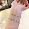 H0180 Pulseira Telescópica Trevo de Quatro Folhas Vazado com Diamante Prata S925 Integral Acessível Luxo High-End Popular