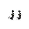 Brincos de Cristal Gatinho Preto Agulha de Prata Personalidade Fashion Brincos Desenho Animado Luxo Leve Brincos de Pérola Gato Preto Atacado