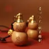 Colgante de Calabaza de Madera de Durazno Putuo Fu Lu Relleno de Arena Roja Se Puede Llevar en la Persona o Usar como Llavero de Coche