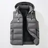 Chaleco de algodón de invierno para hombre, chaleco con capucha para hombre, chaqueta sin mangas holgada y gruesa, abrigo sin mangas de algodón acolchado moderno estilo coreano