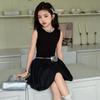 Vestido de Verão para Meninas 2025 Novo Estilo Coreano Tendência Vestido Princesa para Crianças Maiores, Influenciador da Internet Fino Estudante Vestido Bufante