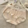 Ropa interior de algodón puro con borde de encaje para mujer, Calzones largos de algodón con fuelle de algodón puro para mujer, Ropa interior de cintura media de alta elasticidad para mujer, talla grande