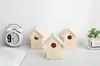 Nido para Pájaros de Madera Empalmada para Exteriores Casa para Pájaros Simple Estilo Japonés con Forma de Corazón Alimentador de Pájaros de Madera DIY Nido para Pájaros