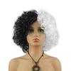 Protagonista do filme bruxa preta e branca Kuila peruca Kuila cos cabelo cacheado role play Cruella cabelo cacheado curto