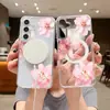 Funda de teléfono magnética adecuada para Samsung S26ULTRA con flores, dos en uno S25 floral S24 cubierta protectora transparente A16