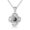 Collar de Acero de Titanio con Proyección de Trébol de Cuatro Hojas Transfronterizo para Mujer, Cadena para Clavícula con Incrustaciones de Circonia Estilo Moda Coreana Ins, Regalo de San Valentín