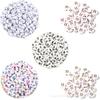 100/Paquete 4*7mm juego blanco cuentas acrílicas alfabeto DIY aretes hechos a mano Joyería collar accesorios de joyería
