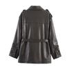 Para Aliexpress Popular Comercio Exterior Transfronterizo Estilo Europeo y Americano Chaqueta de Bolsillo de Cuero Sintético para Mujer Chaqueta de Motociclista