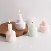 Molde Criativo para Suporte de Vela Perfumada Listrada Redonda DIY Ornamento de Vaso de Resina Epóxi Cristal Silicone