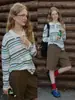 Top casual de punto para mujer, transpirable, 100% algodón, con rayas de bloques de color y cuello polo de manga larga, para principios de otoño