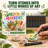 Marcadores acrílicos de ponta dupla de 24 cores para pintura em pedras, vasos de flores pintados à mão DIY, grafite em rodelas de madeira e pintura artística à base de água