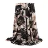 Scarf de Inverno com Estampa Tinta e Corante, Longo, Cetim Algodão Linho, Cachecol para Pescoço Feminino, Xale com Estampa de Rosa, Venda Quente no AliExpress Europeu e Americano
