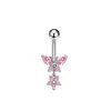 Ventilador eléctrico transfronterizo en stock, acero inoxidable incrustado con circonita, mariposa hueca en forma de corazón, colgante de circonita gota de agua, piercing de ombligo, pendiente de ombligo
